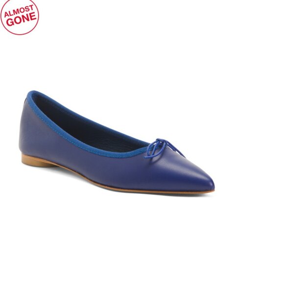 NUR ITALY Royal Blue Made In Italy Leather Isabella Flats - Picture 1 of 2
